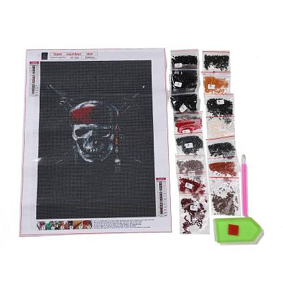 DIY 5D Diamond Painting Halloween Canvas Kits, with Resin Rhinestones, Diamond Sticky Pen, Tray Plate and Glue Clay