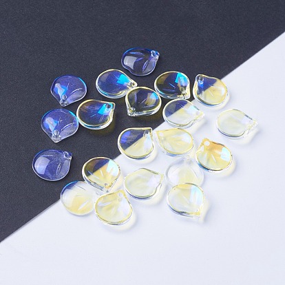 Electroplate Glass Pendants, AB Color Plated, Petal
