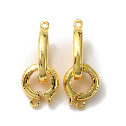Rack Plating Brass Fold Over Clasps, Cadmium Free & Lead Free, Long-Lasting Plated, Oval Ring