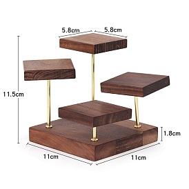 4-Tier Square Wood Jewelry Ring Display Riser Rack, Jewelry Stands for Rings