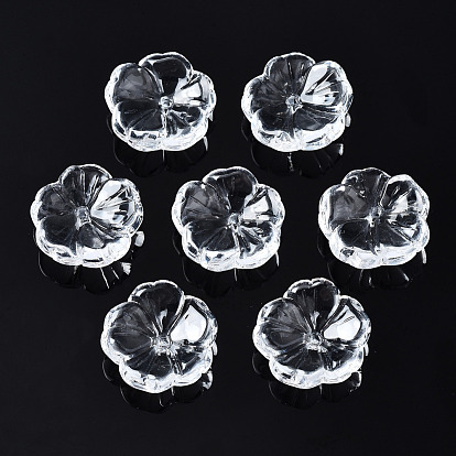 Perlas de vidrio transparentes, flor