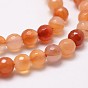Natural Red Agate Beads Strands, Faceted, Round, Coral