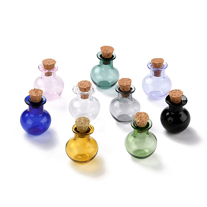 Ornement rond de bouteilles de liège en verre, bouteilles vides en verre, fioles de bricolage pour décorations pendantes