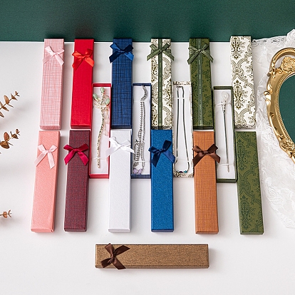 Boîtes à colliers rectangulaires en papier avec nœud papillon, coffret cadeau à bijoux pour le rangement des colliers