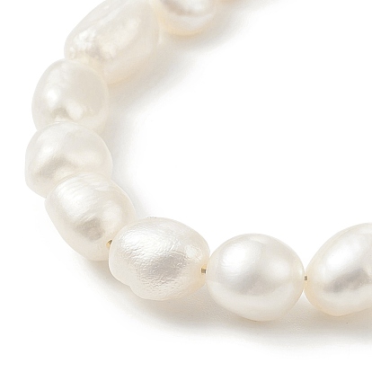 Natural Baroque Pearl Beaded Bracelet with 304 Stainless Steel Paperclip Chains for Women
