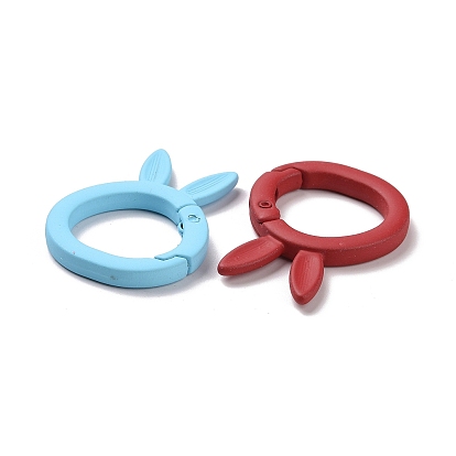 Spray Painted Alloy Spring Gate Rings, Rabbit