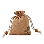Мешковины упаковочные пакеты, шнурок сумки, с деревянных бусин