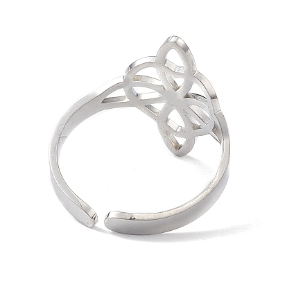 Coeur avec noeud de marin 304 anneau de manchette ouvert creux en acier inoxydable pour femme