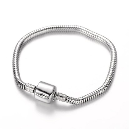 304 fabrication de bracelet de chaînes de serpent rondes en acier inoxydable de style européen, fermoirs européennes