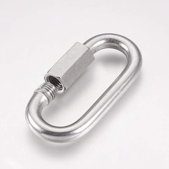 304 Stainless Steel Keychain Clasp Findings, Oval