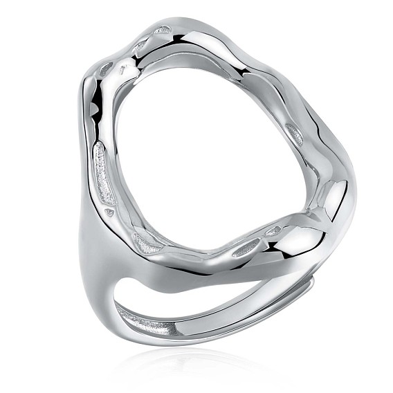 925 овальное регулируемое кольцо из стерлингового серебра, полое массивное кольцо для женщин