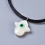 Adjustable Nylon Cord Bracelet Sets, with Freshwater Shell Beads, Hamsa Hand & Evil Eye & Cross