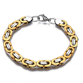 201 Stainless Steel Byzantine Chain Bracelet for Men Women, Nickel Free