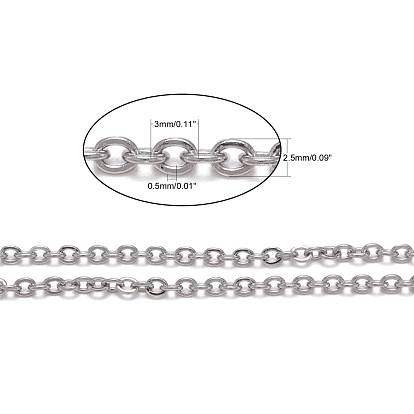 304 Stainless Steel Rolo Chains, Belcher Chain, Soldered, with Spool, 3x2.5x0.5mm, about 82.02 Feet(25m)/roll