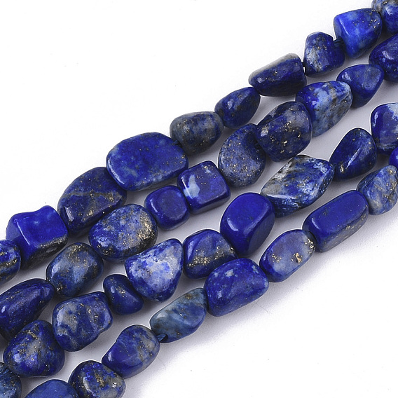 Lapis-lazuli, brins de perles naturels , nuggets, pierre tombée