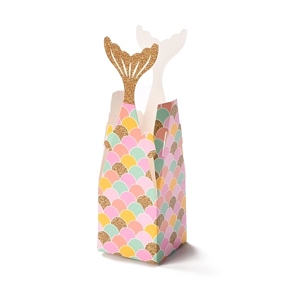 Cajas de dulces de papel, cajas de embalaje de regalo de fiesta de boda de dulces de joyería, rectángulo con forma de cola de pescado