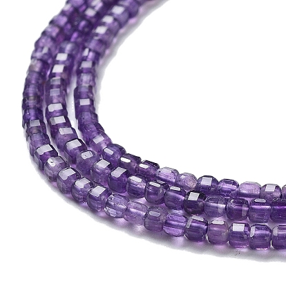Natural Amethyst Beads Strands, Faceted, Square, Grade A