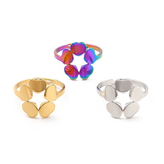 201 Stainless Steel Flower Adjustable Ring for Women