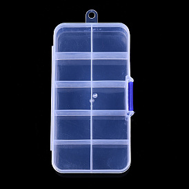 Transparent Plastic Containers, with 10 Compartments, for DIY Art Craft, Nail Diamonds, Bead Storage, Rectangle