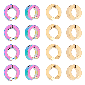 Unicraftale 12 Pair 2 Colors Vacuum Plating 304 Stainless Steel Clip-on Earring Findings, Round