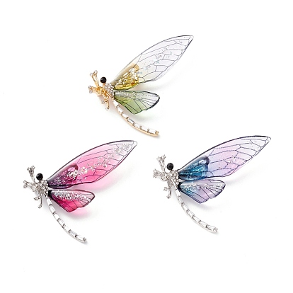 Dragonfly Enamel Pin, Exquisite Insect Alloy Rhinestone Brooch for Women Girl