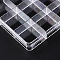 Polystyrene Bead Storage Containers, 12 Compartments Organizer Boxes, with Hinged Lid, Rectangle