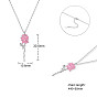 Colliers à pendentif en argent sterling 925 Shegrace rose, avec résine époxy et chaînes de câbles, platine