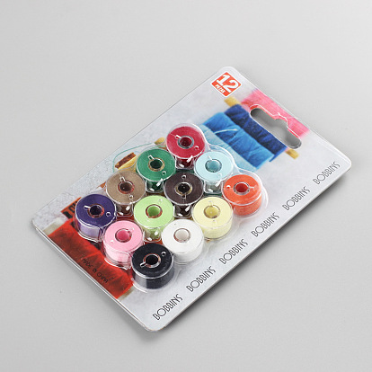 Prewound Bobbins Sewing Threads Kit, with Plastic Sewing Thread Bobbins, Cotton Thread