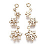 Brass Micro Pave Cubic Zirconia Pendants for Christmas, Long-Lasting Plated, Snowflake, Light Gold