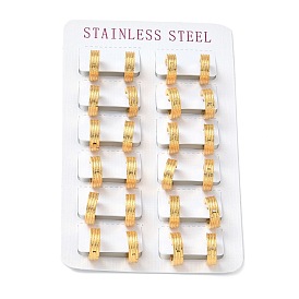 304 Stainless Steel Stripe Chunky Hoop Earrings for Women