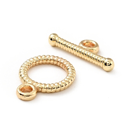 Rack Plating Brass Toggle Clasps, Cadmium Free & Lead Free, Long-Lasting Plated, Ring