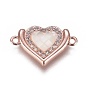 Brass Micro Pave Cubic Zirconia Links, with Shell, Heart