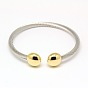 304 Stainless Steel Torque Bangles, Cuff Bangles, with Flat Round Findings