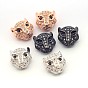 Micro cuivres ouvrent perles de léopard de zircone cubique, sans cadmium et sans nickel et sans plomb, 11.5x11.5x7mm, Trou: 1mm