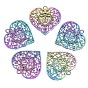 Configuración de diamantes de imitación colgante grande de aleación de color arco iris, sin cadmio y níque y plomo, corazón