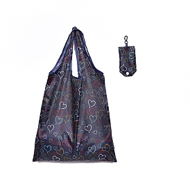 Foldable Polyester Grocery Bags, Reusable Waterproof Shopping Tote Bags, with Pouch and Bag Handle
