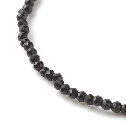 Bracelet extensible en perles de spinelle noir naturel pour femme
