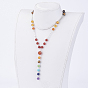 Chakra Jewelry, Natural & Synthetic Gemstone Beaded Necklaces, with Alloy Magnetic Clasps, Rhinestone Beads