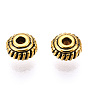  Perles de séparateur de style tibétain , sans plomb et sans cadmium, rondelle, 5 mm de diamètre, épaisseur de 3mm, Trou: 1.5mm