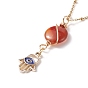 5 pcs 5 ensemble de colliers pendentifs en agate rouge naturelle de style lune et planète étoile, bijoux en laiton pour femmes, or