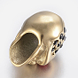 304 Stainless Steel Rhinestone Beads, Large Hole Beads, Skull Head