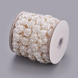 ABS Plastic Imitation Pearl Beaded Trim Garland Strand, Great for Door Curtain, Wedding Decoration DIY Material, Rose