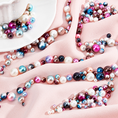 PandaHall Elite 1575Pcs 5 Colors Acrylic Imitation Pearl Beads, Gradient Mermaid Pearl Beads, No Hole, Round