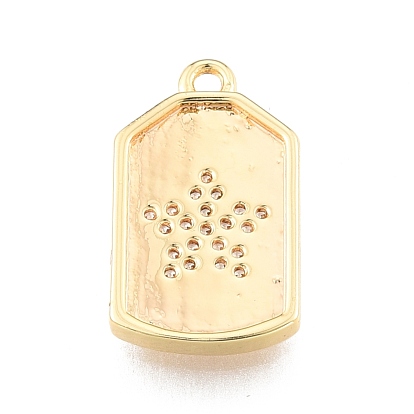 Brass Micro Pave Clear Cubic Zirconia Pendants, Cadmium Free & Nickel Free & Lead Free , Polygon with Star