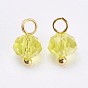 Electroplated Glass Charms, with Brass Findings, Rondelle, Faceted