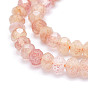 Naturel de fraise de quartz brins de perles, facette, rondelle