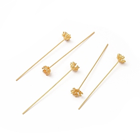 Brass Crystal Rhinestone Flower Head Pins