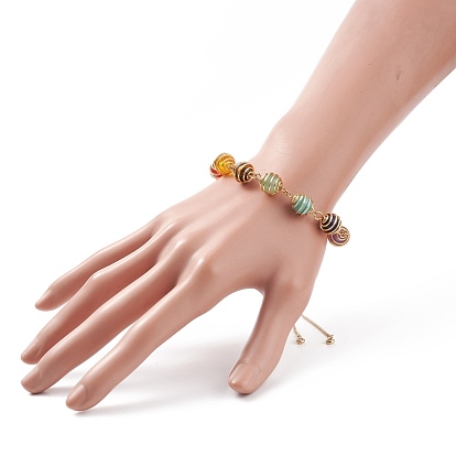 Bracelet coulissant à maillons tressés en pierres précieuses naturelles et synthétiques, 7 bijoux en fil de laiton chakra pour femmes