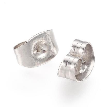 304 Stainless Steel Ear Nuts, Friction Earring Backs for Stud Earrings, 4.5x6.5x3.2mm, Hole: 0.7mm