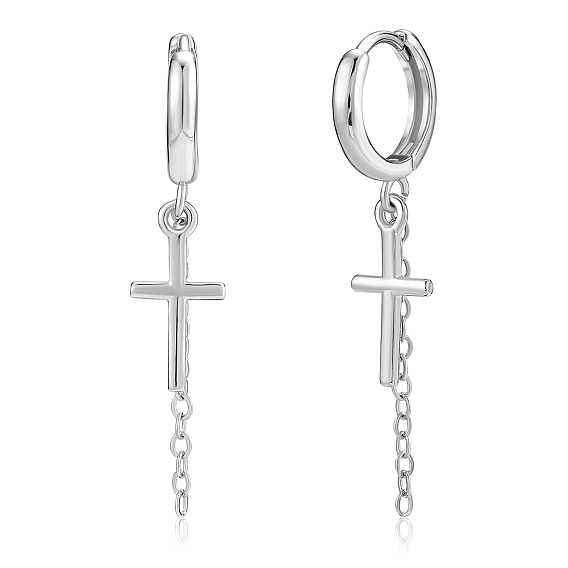 Серьги-кольца с крестом и обручем, позолоченные минималистичные серьги-капли с подвесками в виде креста, ювелирные изделия, подарок для женщин и мужчин